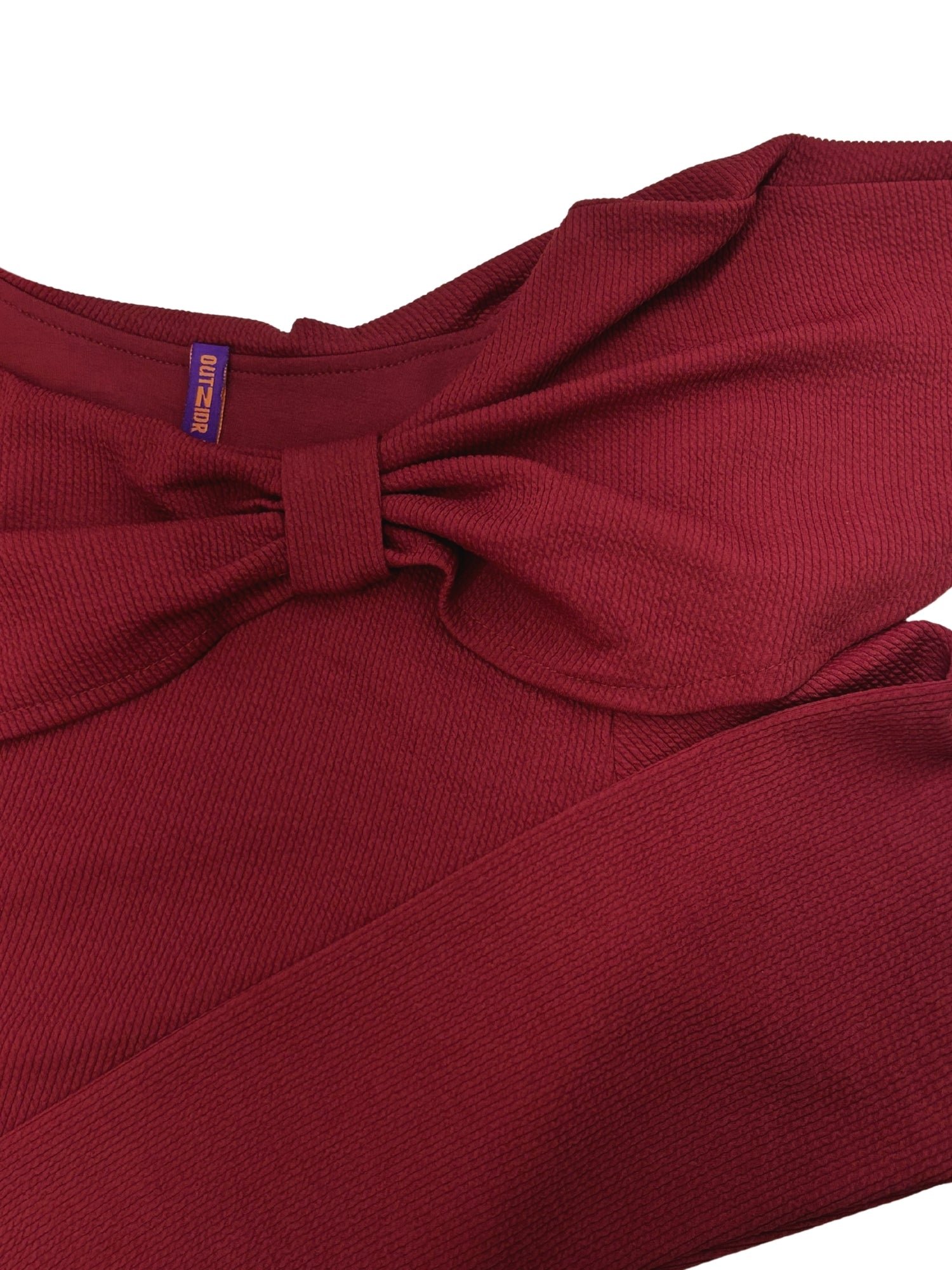 Red Long Sleeve Bow Detail Top