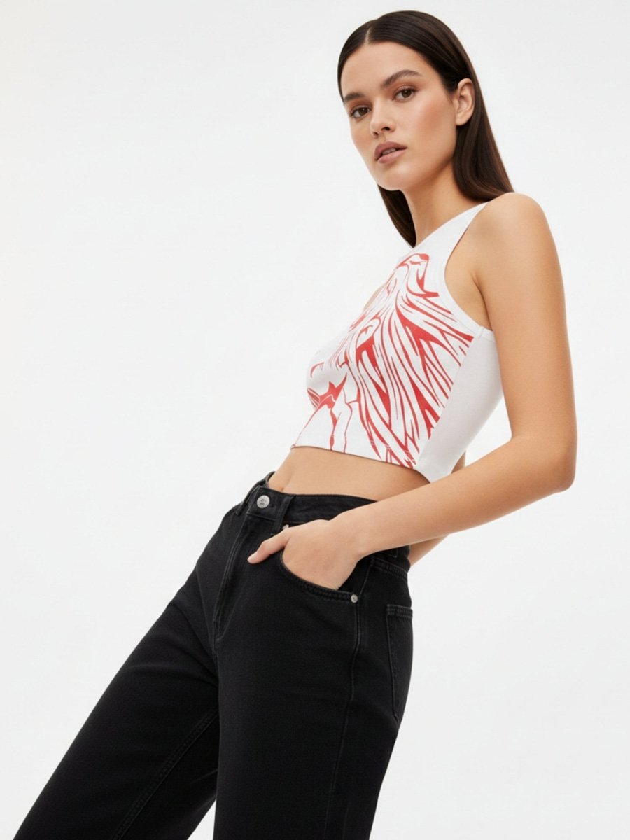 White Graphic Tank Top