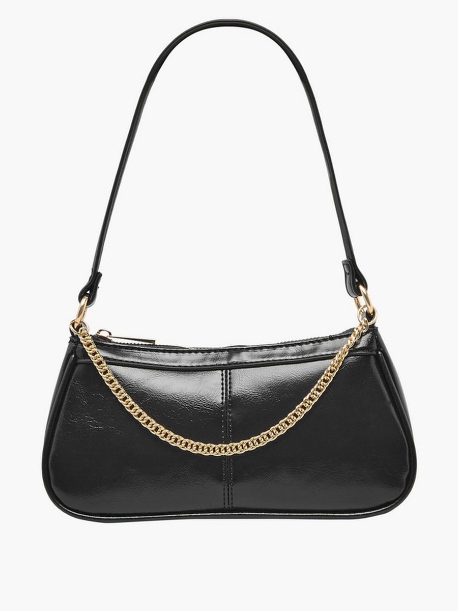 Chain Detail Shoulder Bag with Zip Closure