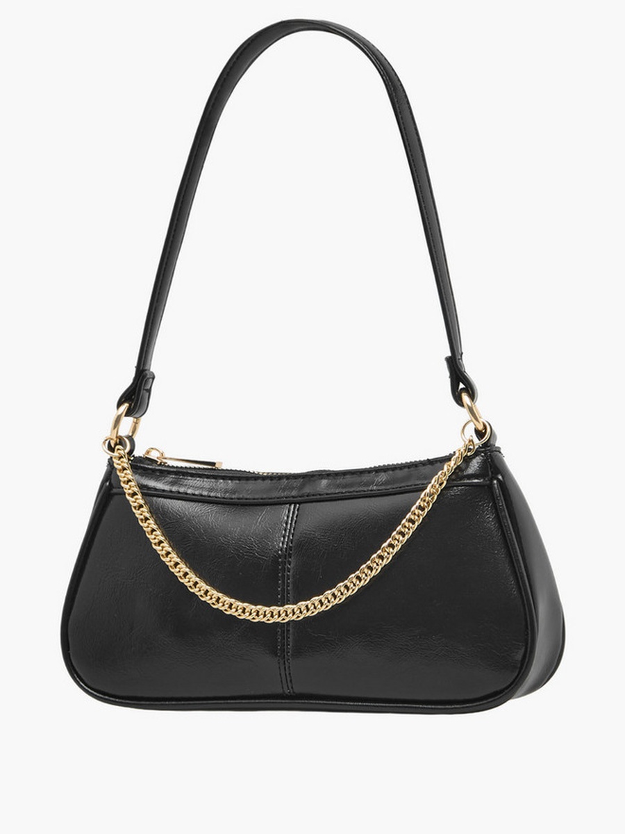 Chain Detail Shoulder Bag with Zip Closure