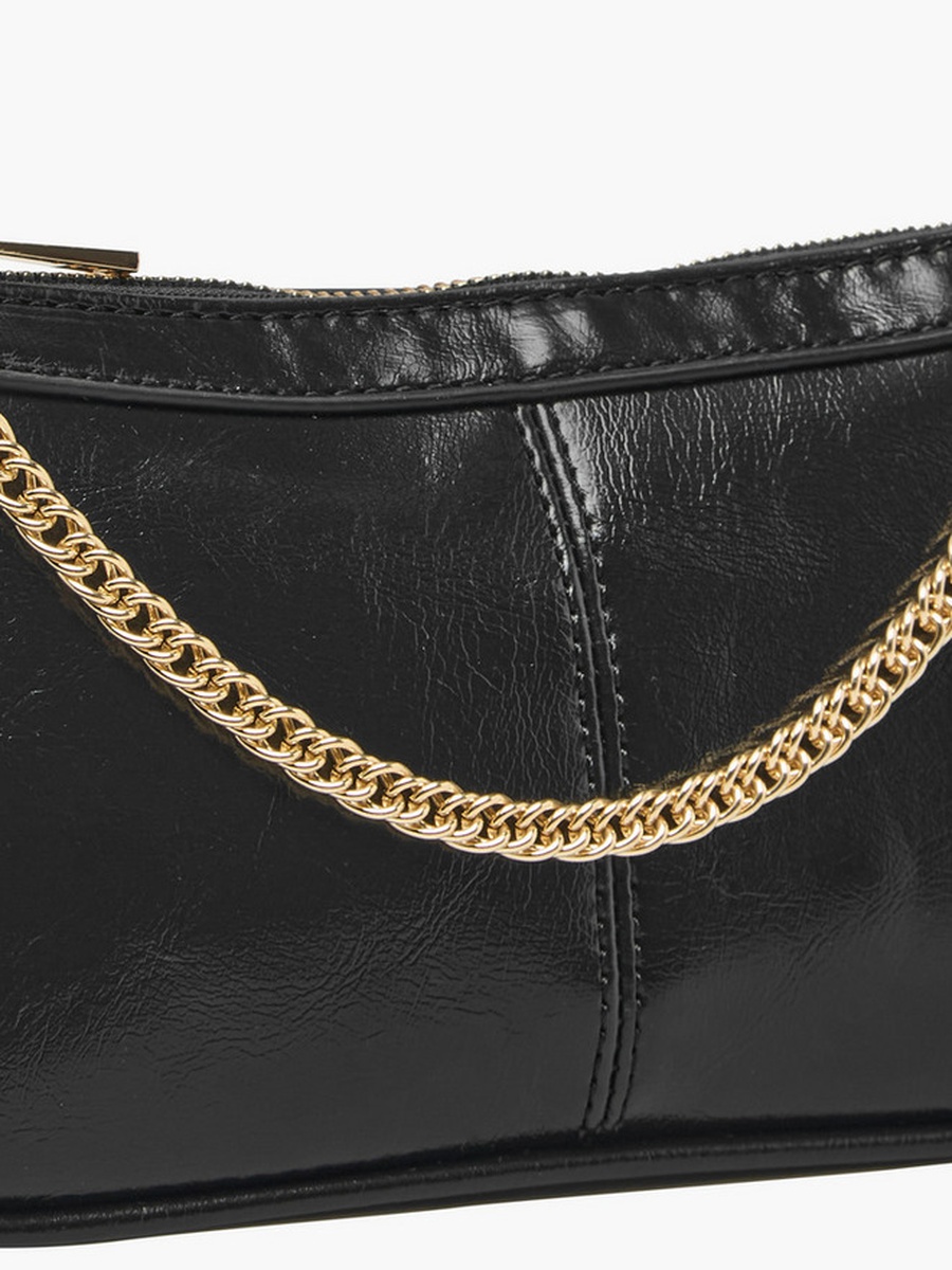 Chain Detail Shoulder Bag with Zip Closure