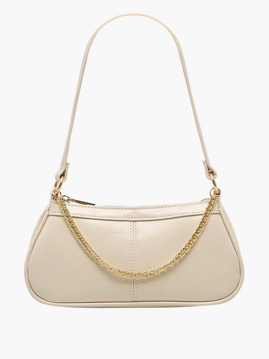 Chain Detail Shoulder Bag with Zip Closure