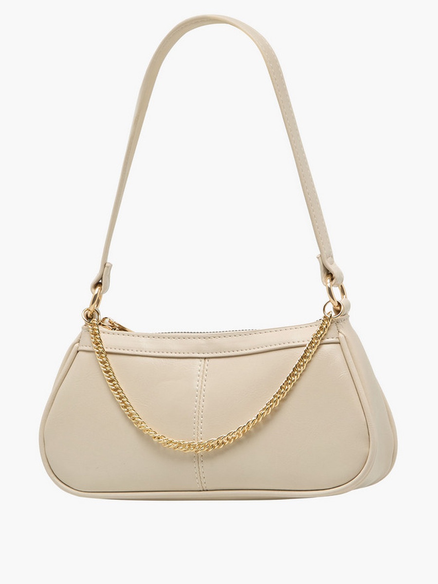Chain Detail Shoulder Bag with Zip Closure