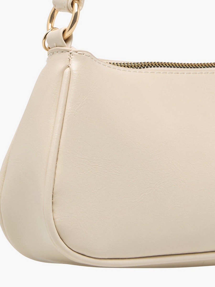 Chain Detail Shoulder Bag with Zip Closure