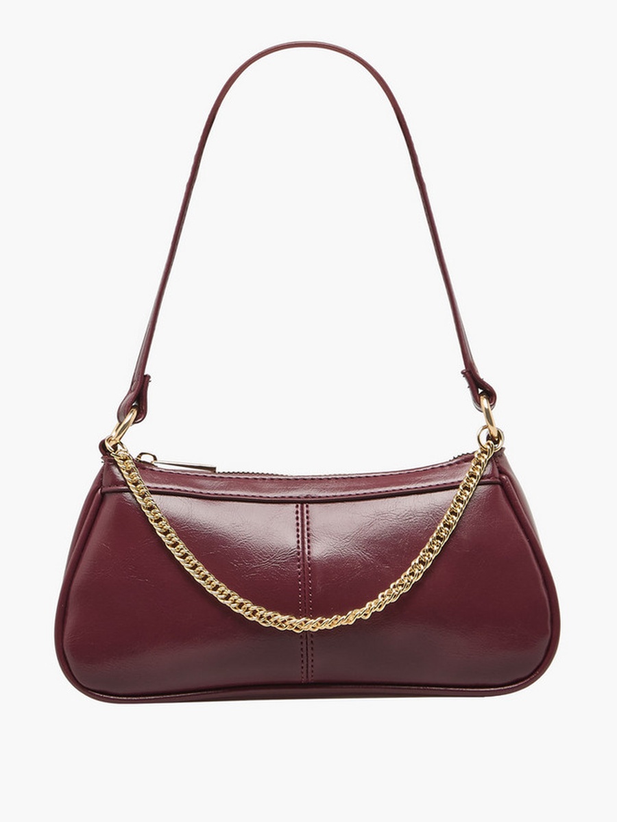 Chain Detail Shoulder Bag with Zip Closure