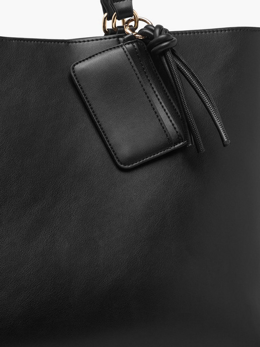 Tassel Detail Tote Bag with Button Closure