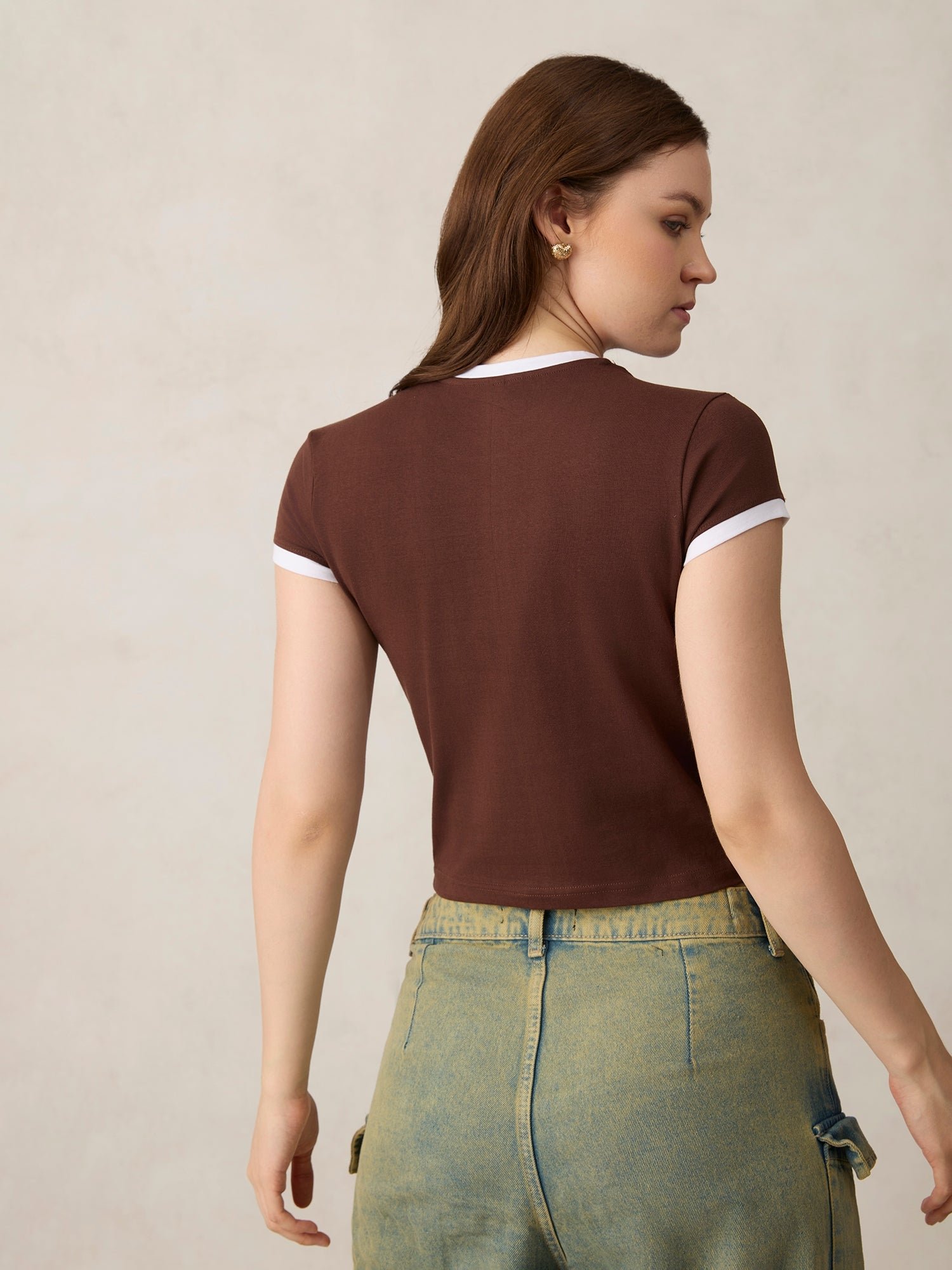 Brown Short Sleeve Graphic T-Shirt