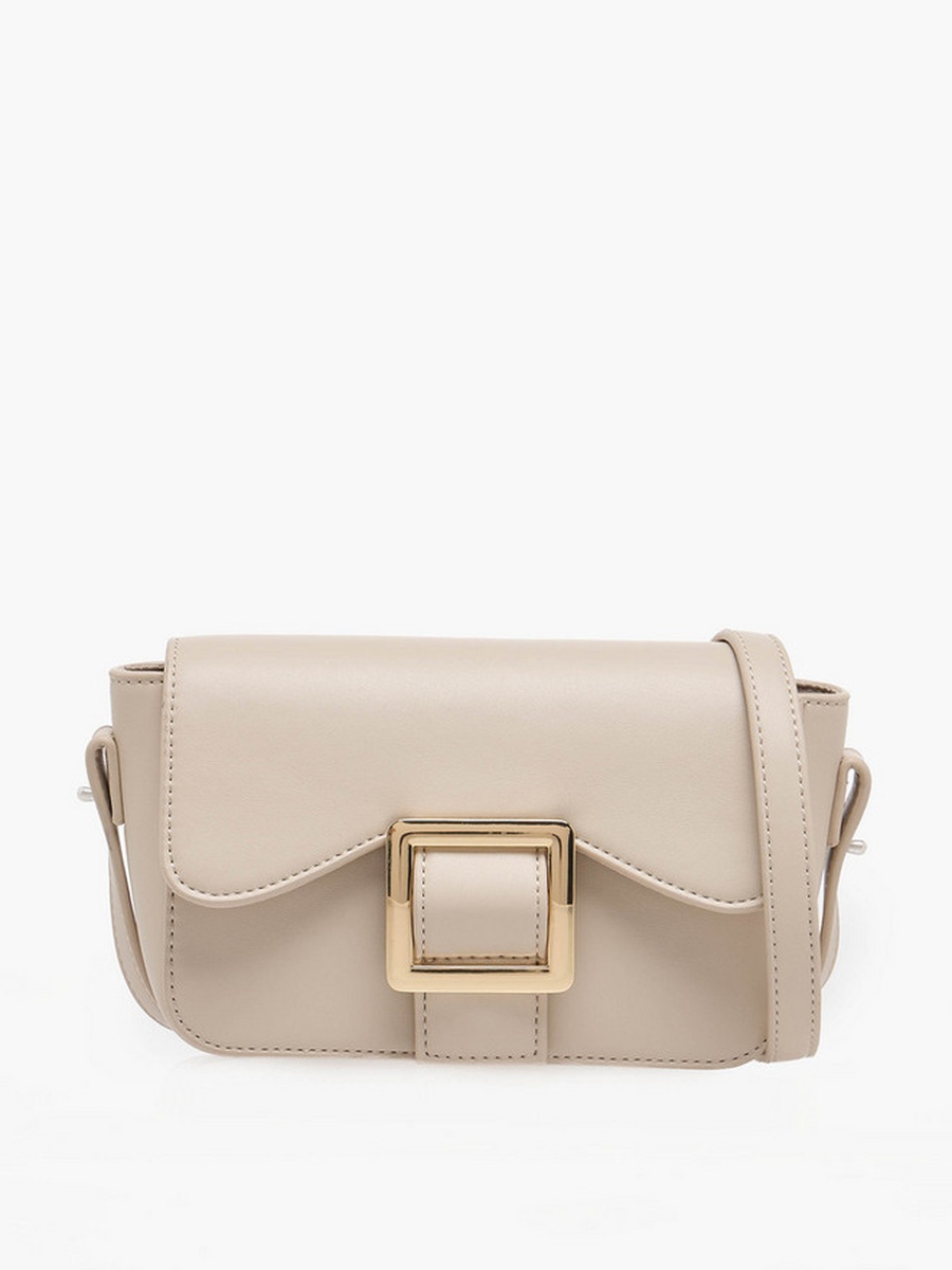 Buckle Accent Crossbody Bag with Magnetic Button Closure