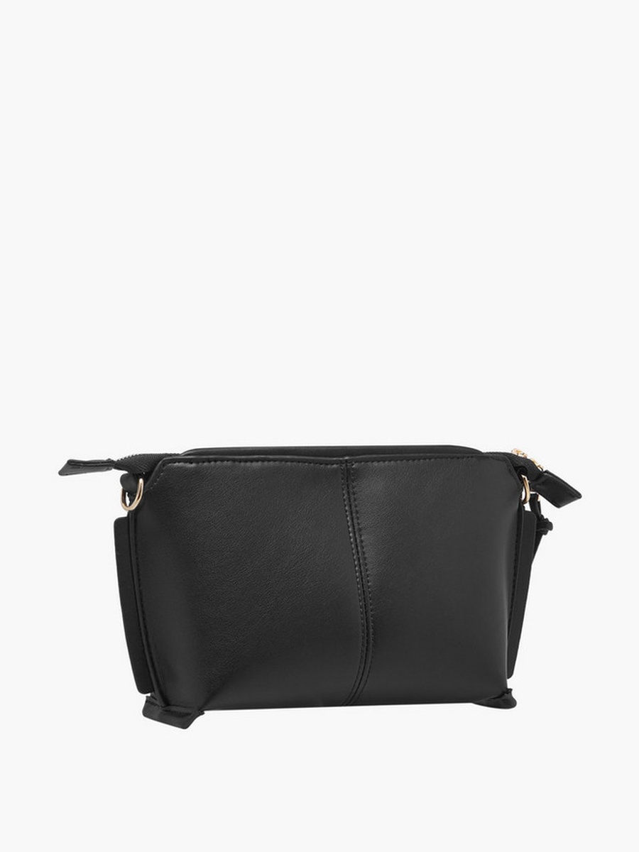 Textured Crossbody Bag with Printed Strap