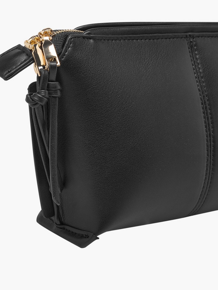 Textured Crossbody Bag with Printed Strap