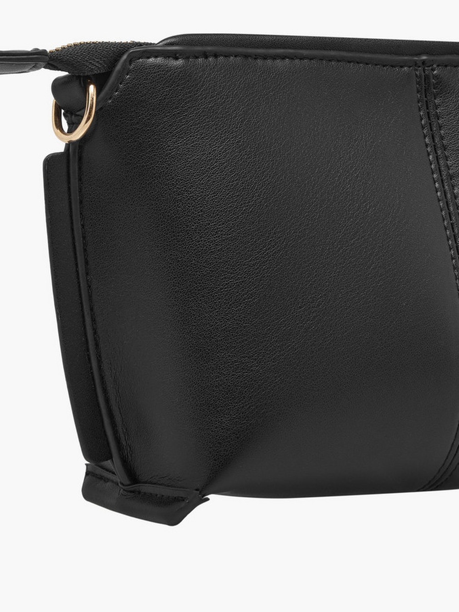 Textured Crossbody Bag with Printed Strap