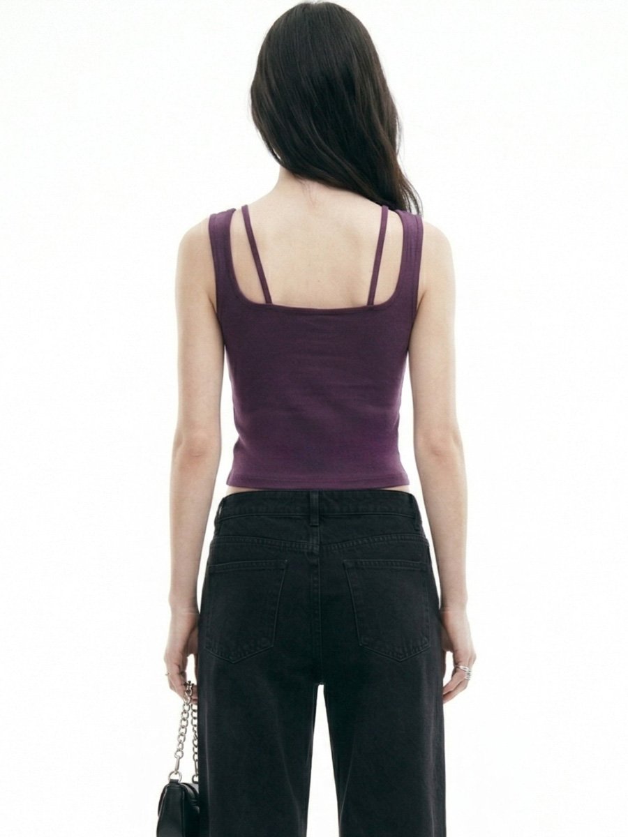 Purple Ruched Sleeveless Tank Top