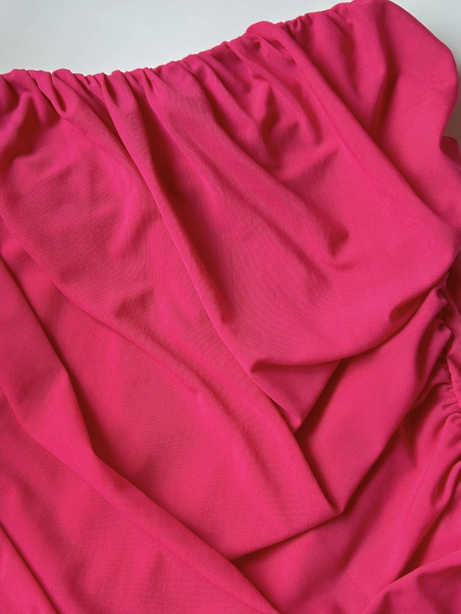 Pink Solid Tube Mesh Top With Scarf Detail