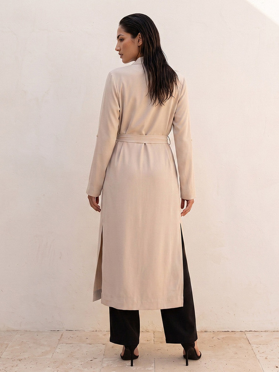Longline Trench Coat with Belt