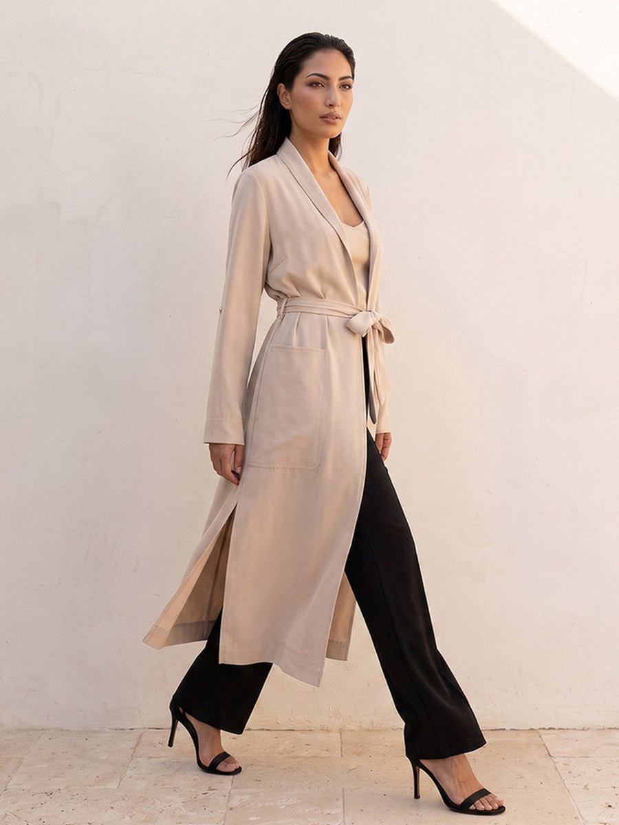 Longline Trench Coat with Belt