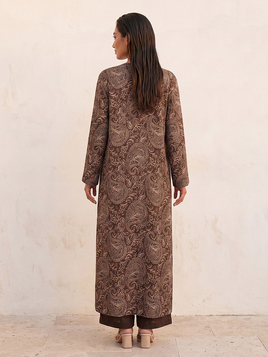 Paisley Print Longline Kimono Shrug