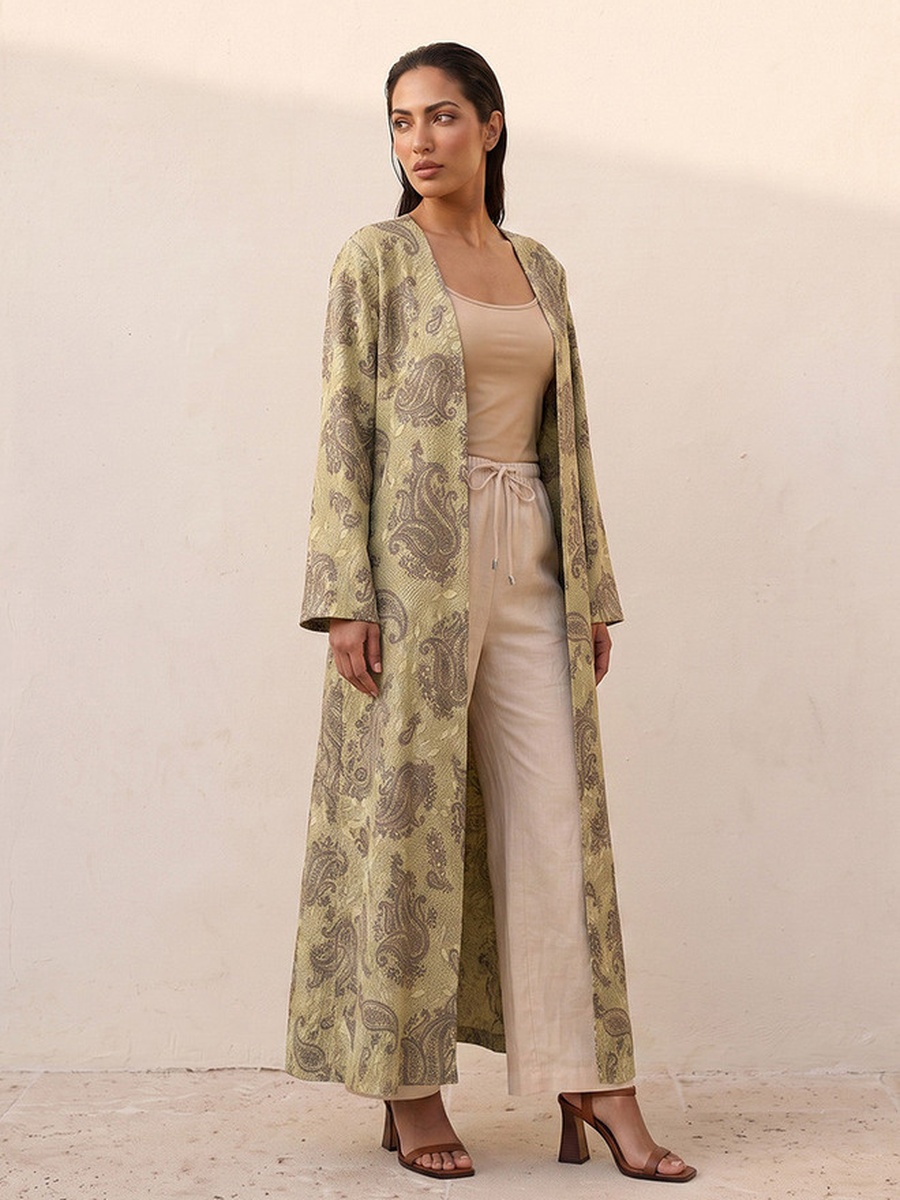 Paisley Print Longline Kimono Shrug