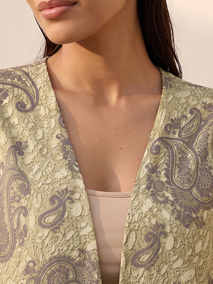 Paisley Print Longline Kimono Shrug