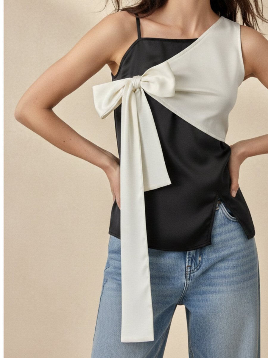 Bow Accent Strappy Blouse