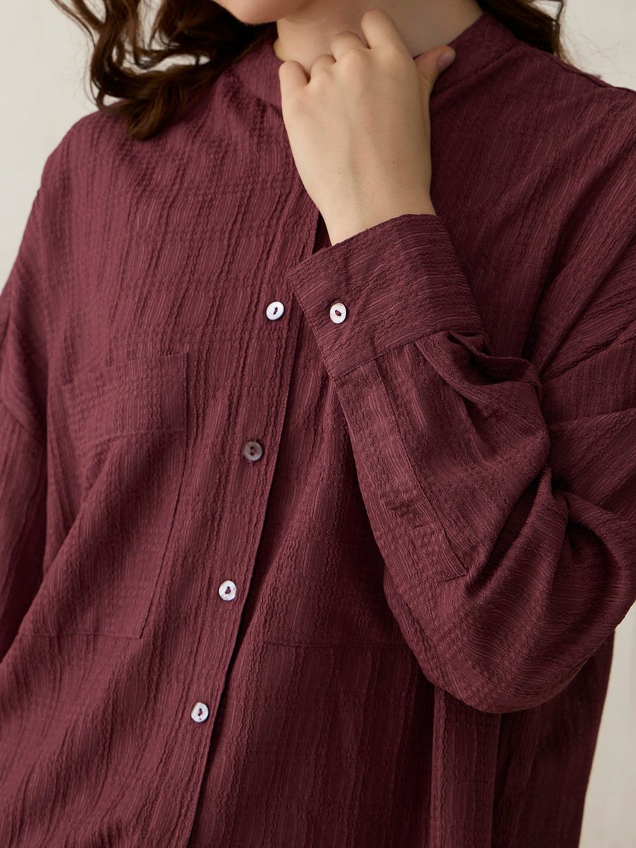 Textured Pink Long Sleeve Shirt
