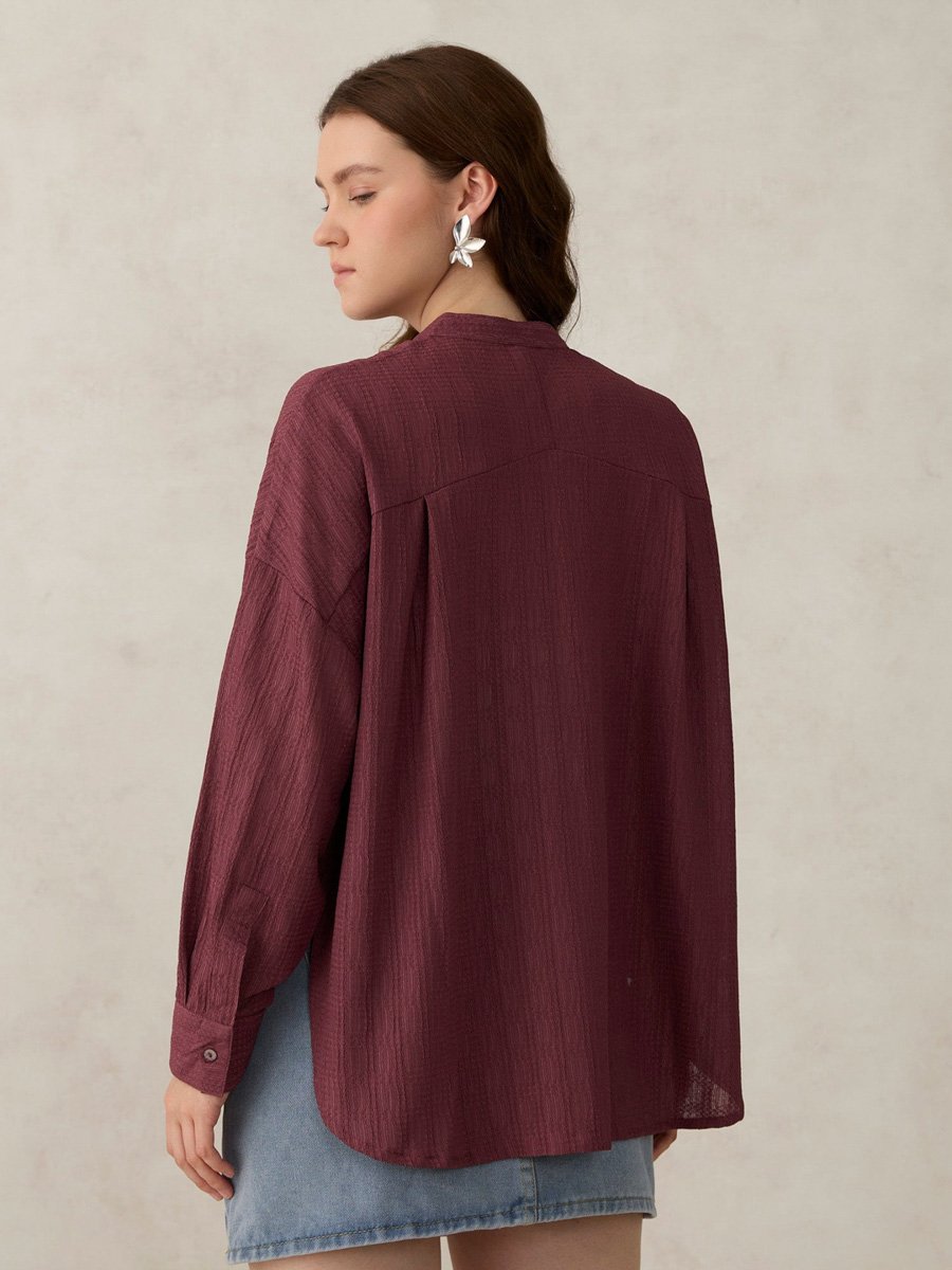 Textured Pink Long Sleeve Shirt