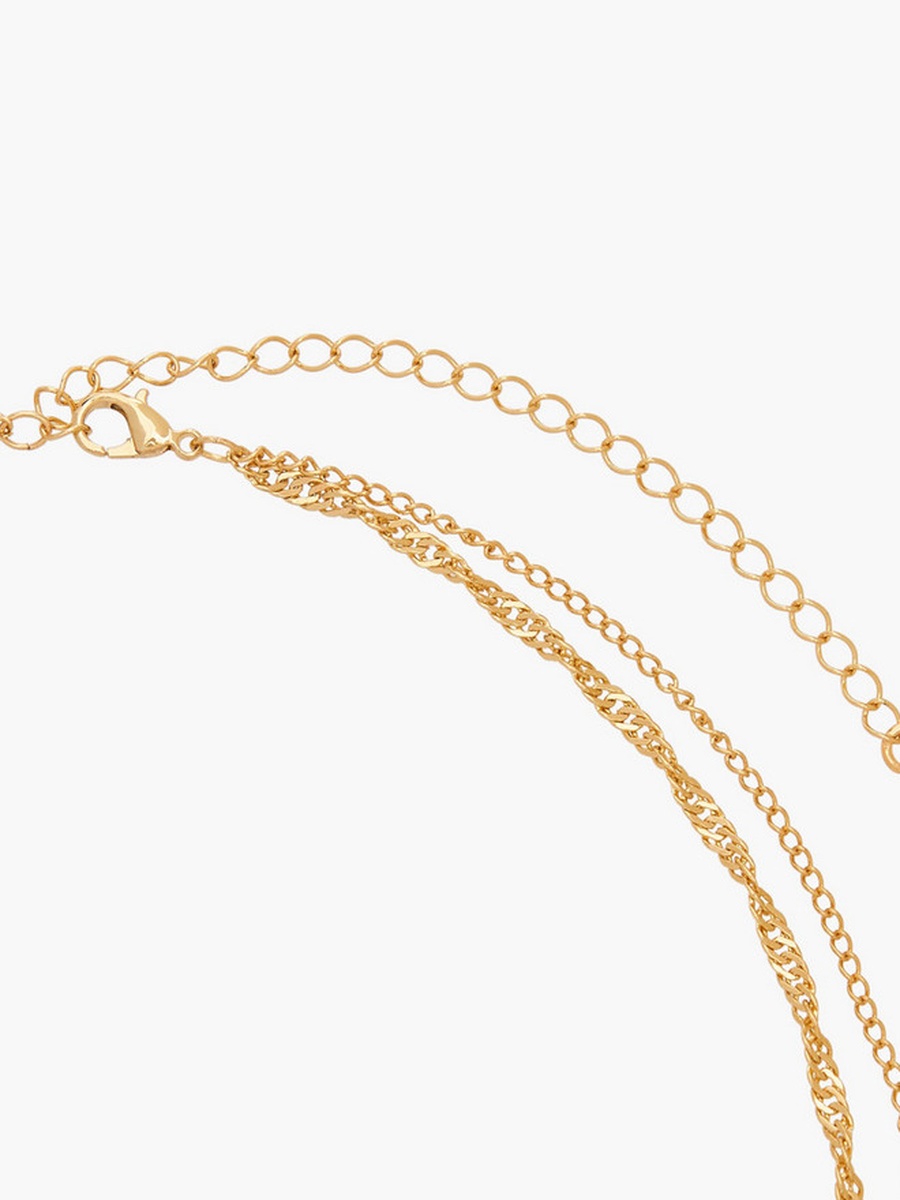 Gold Tone Layered Necklace with Loop Pendant