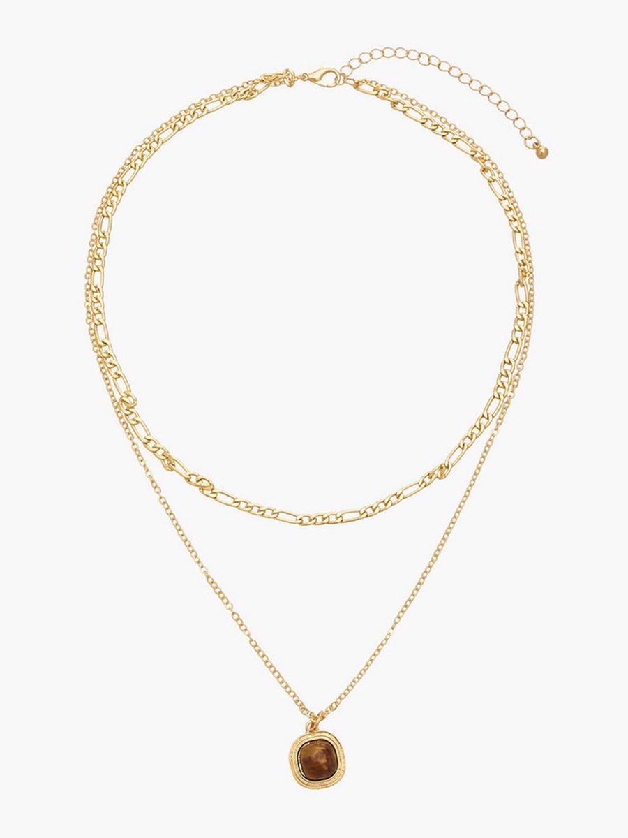 Gold Tone Pendant Necklace Layered