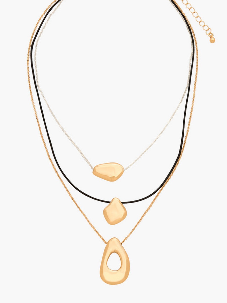 Metallic 3-Layer Corded Orb Necklace