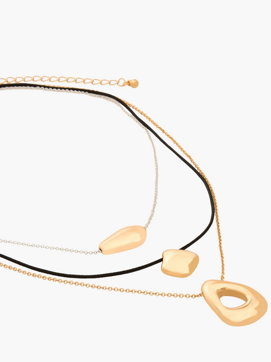 Metallic 3-Layer Corded Orb Necklace