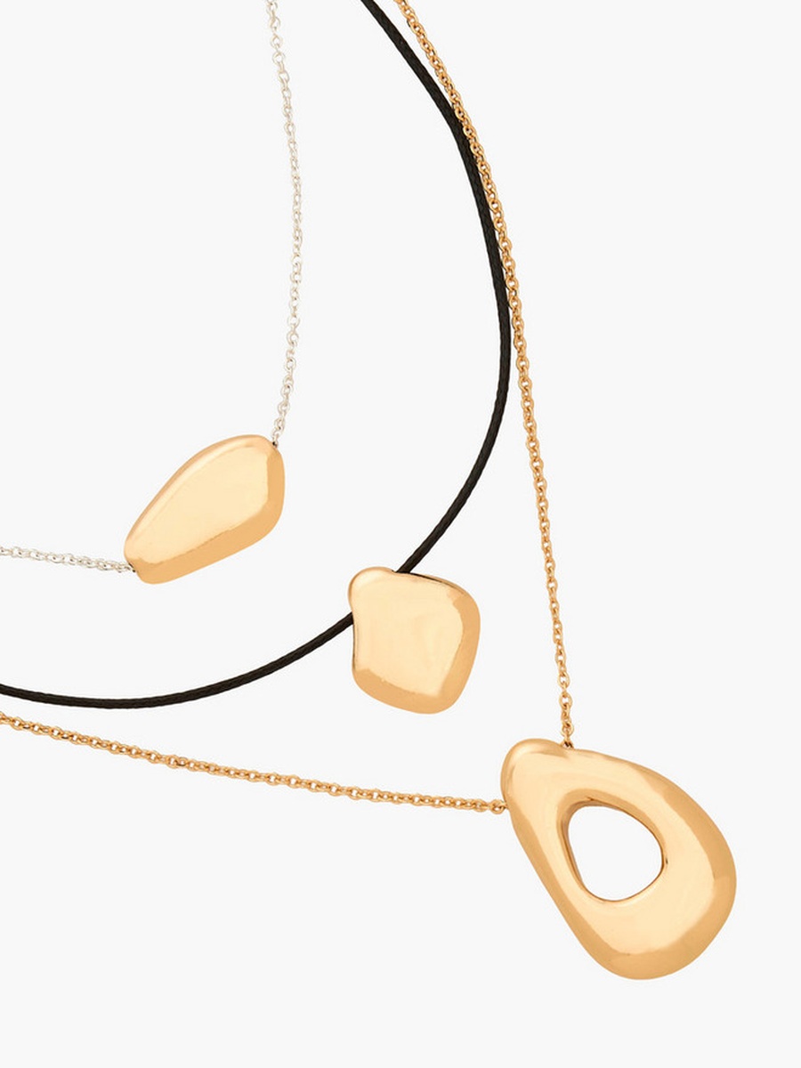 Metallic 3-Layer Corded Orb Necklace