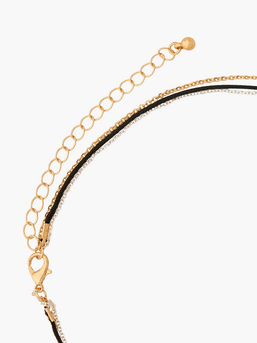 Metallic 3-Layer Corded Orb Necklace