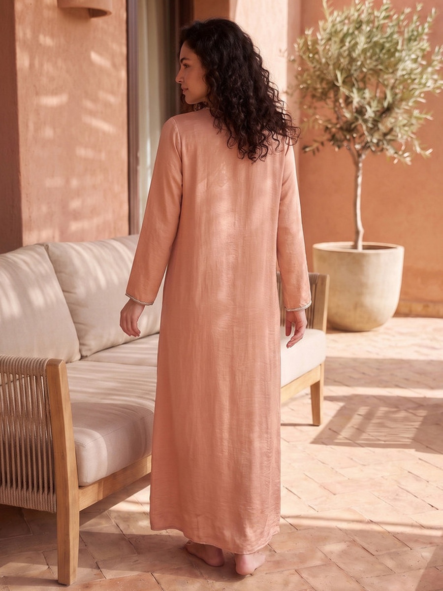 Long Sleeves Embellished Night Gown