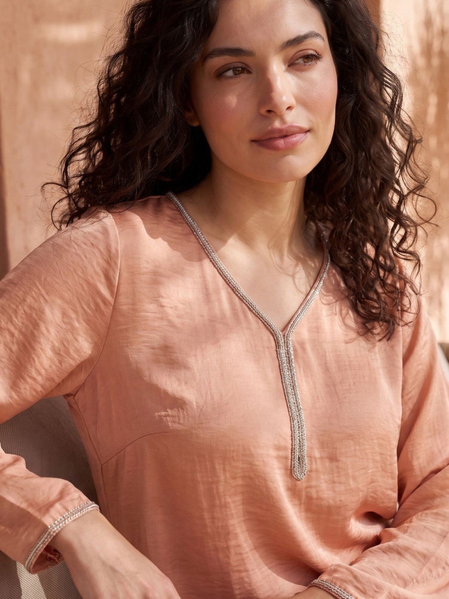 Long Sleeves Embellished Night Gown