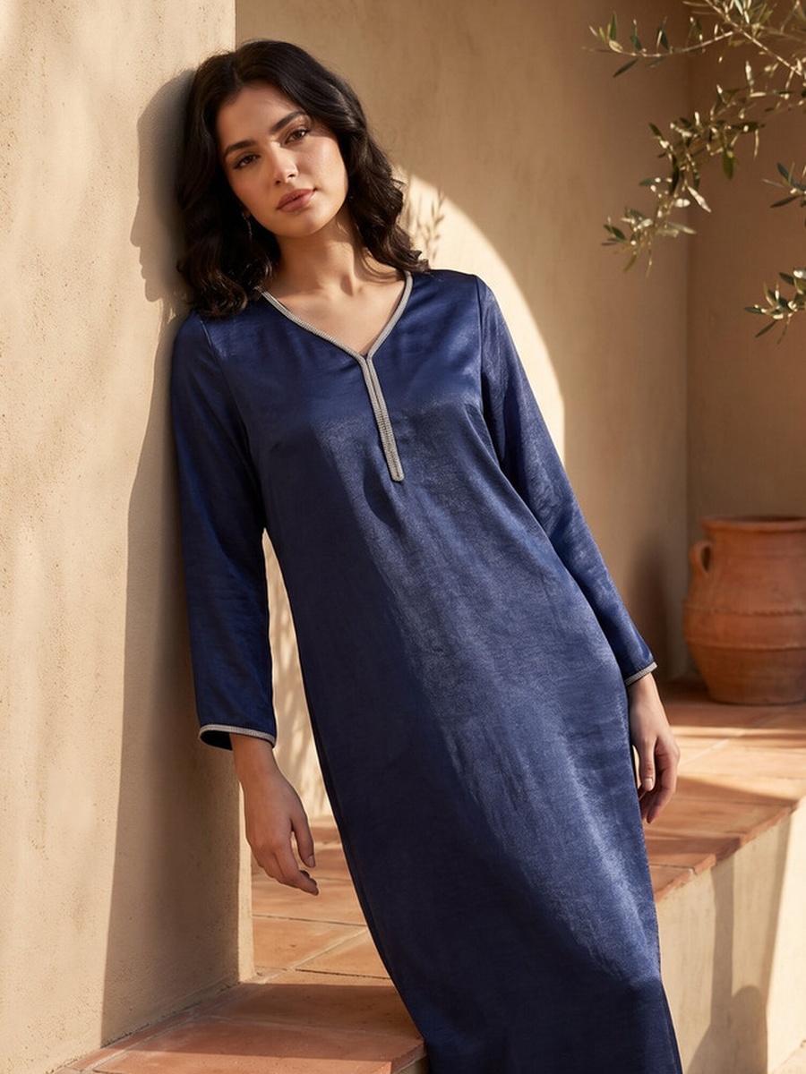 Long Sleeves Embellished Night Gown