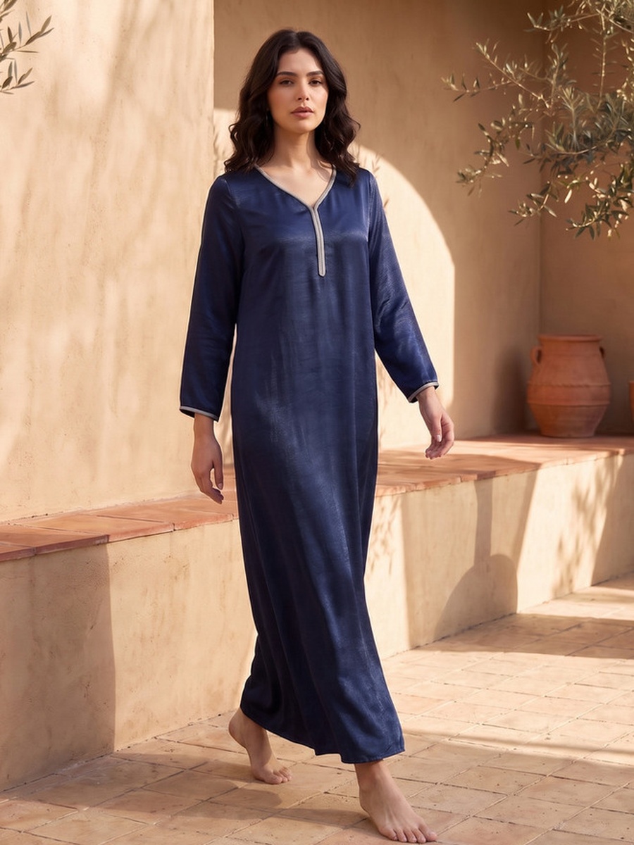 Long Sleeves Embellished Night Gown