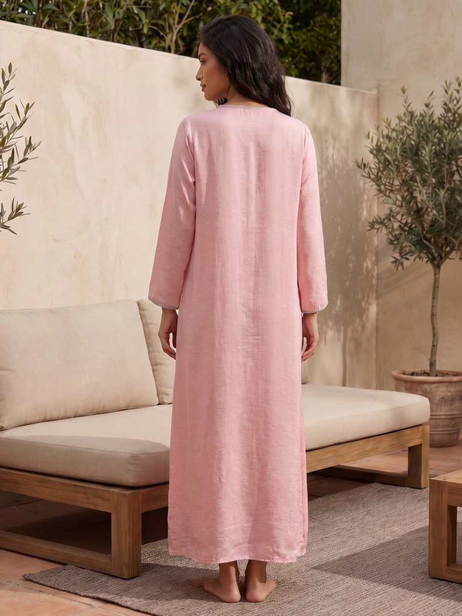 Long Sleeves Embellished Night Gown