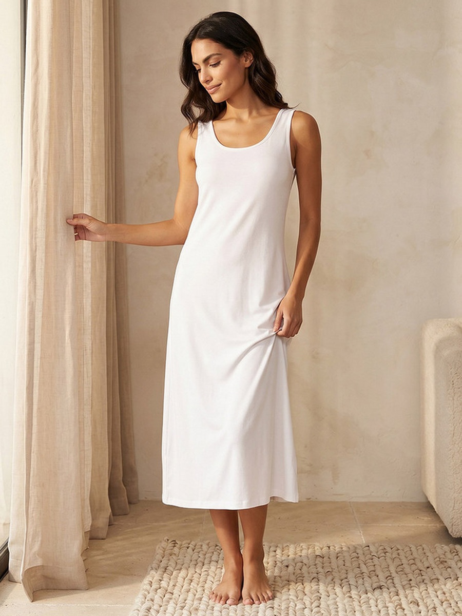 Sleeveless Back Slit Slip Dress