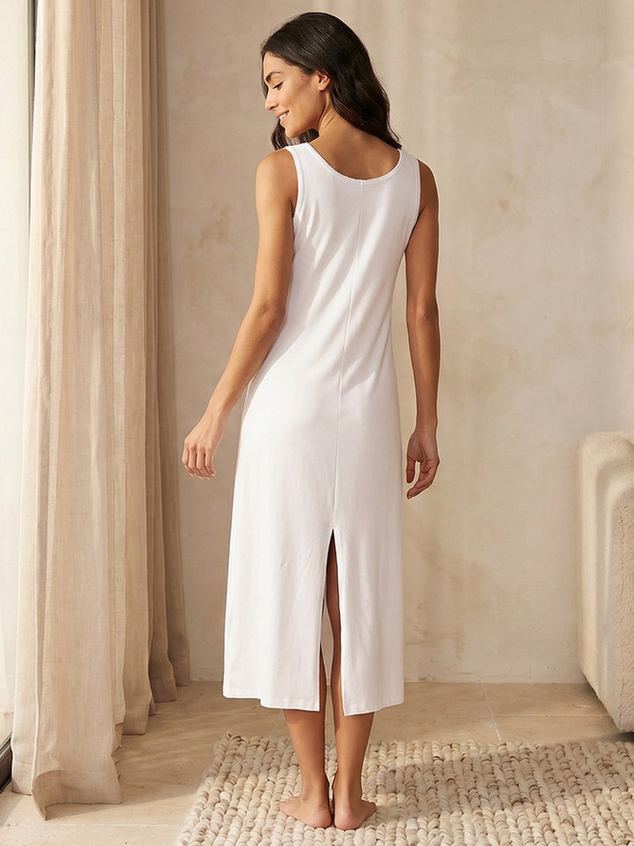 Sleeveless Back Slit Slip Dress