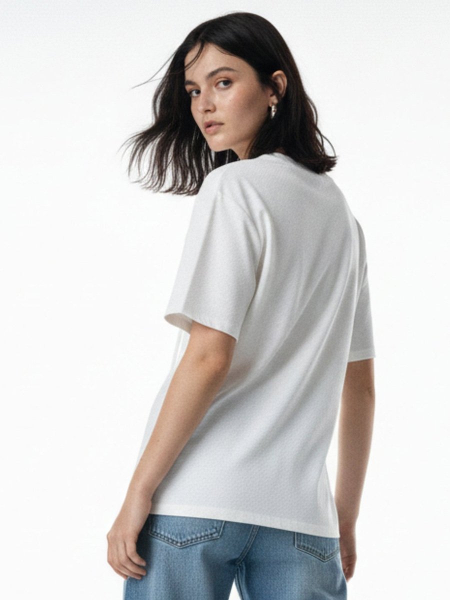 White Floral Applique Short Sleeve Top
