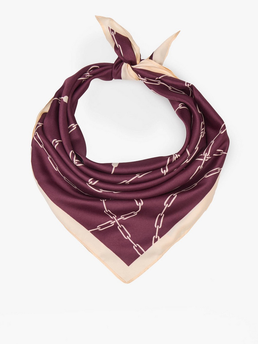 Square Satin Scarf with Chain Print