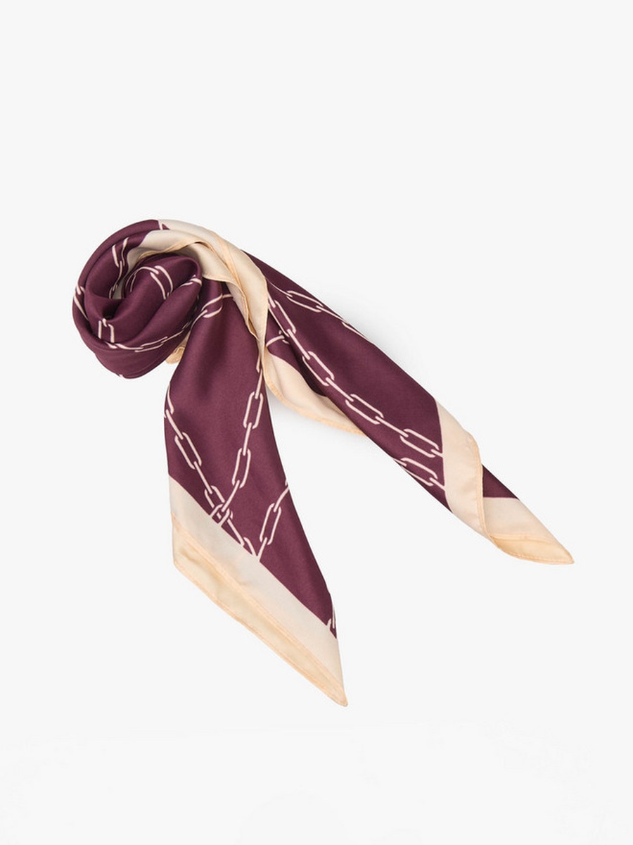 Square Satin Scarf with Chain Print