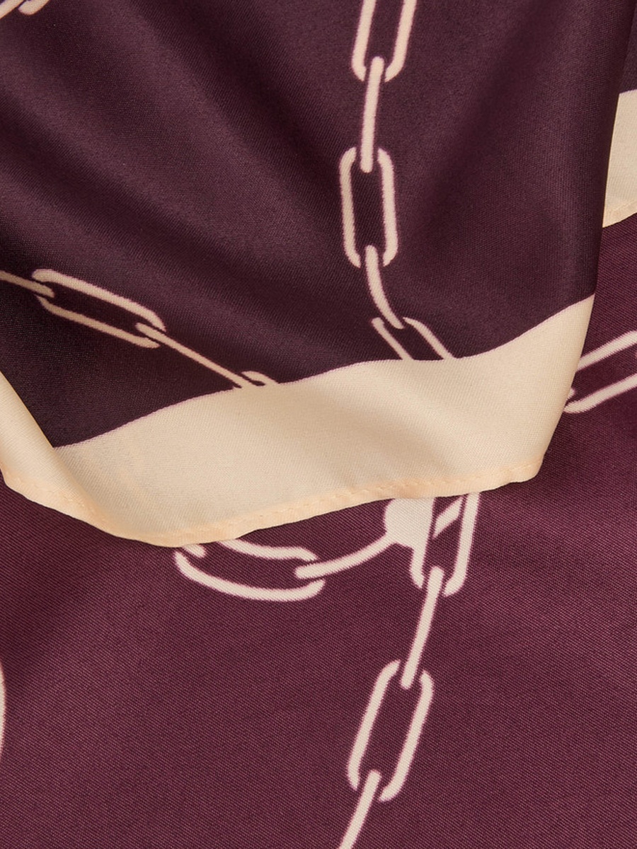 Square Satin Scarf with Chain Print