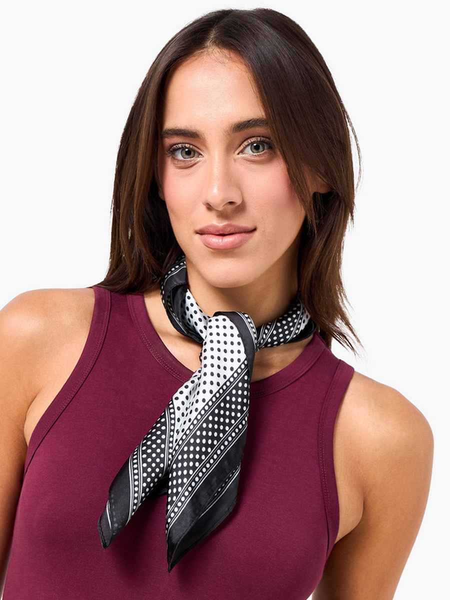 Square Satin Polka Dot Print Scarf