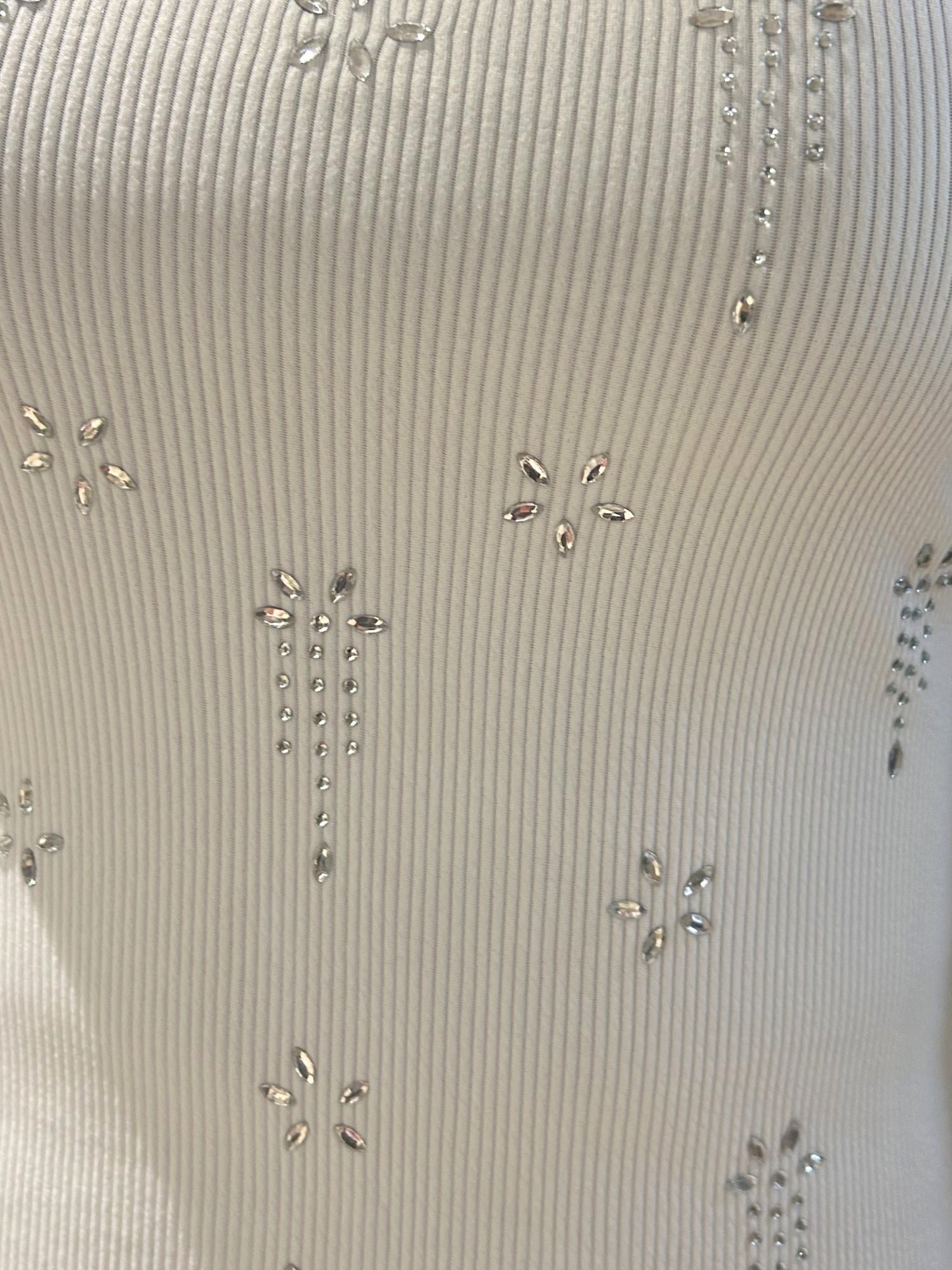 White Sleeveless Embellished Ribbed Top
