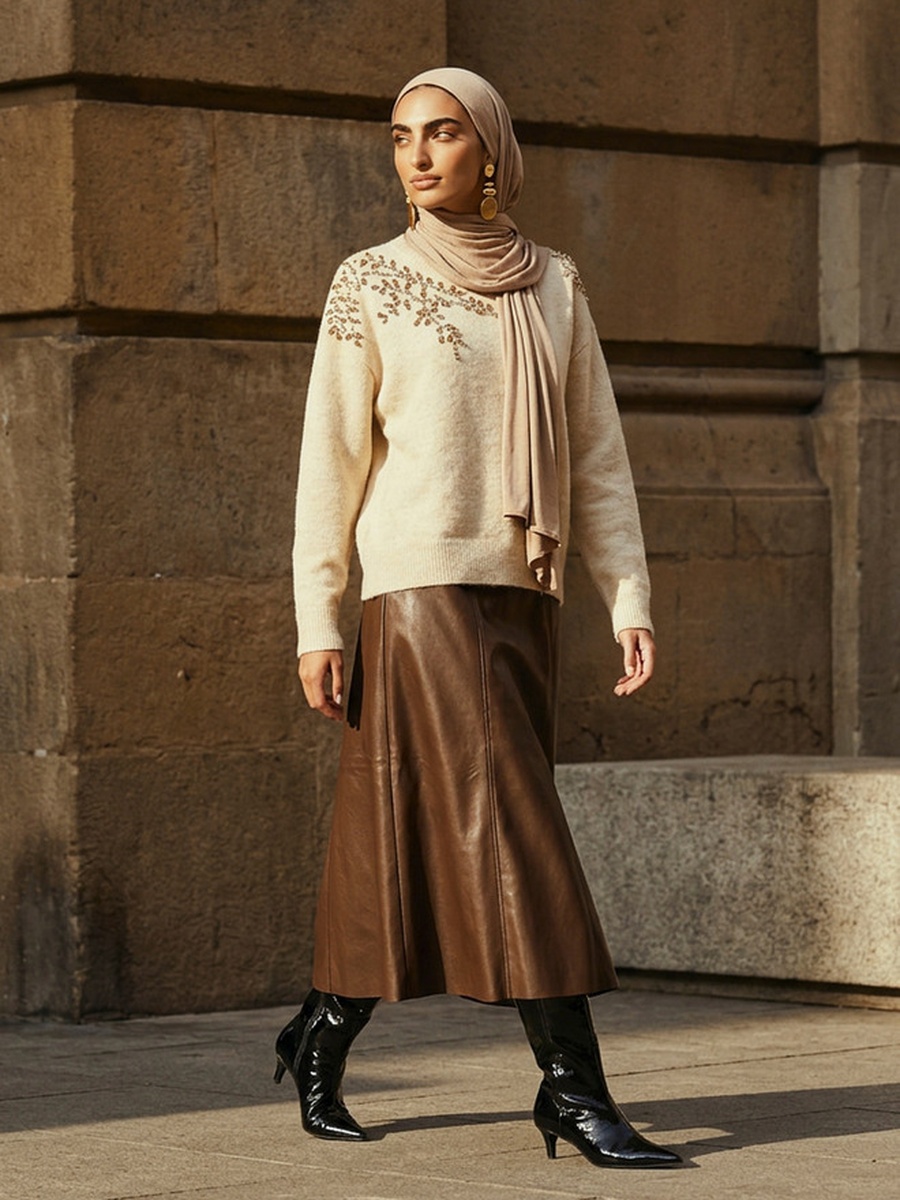 Midi Skirt with Panelled Design