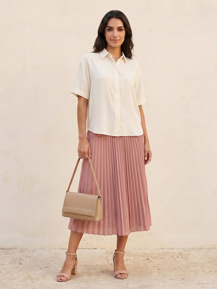 Midi Skirt with Pleated Design