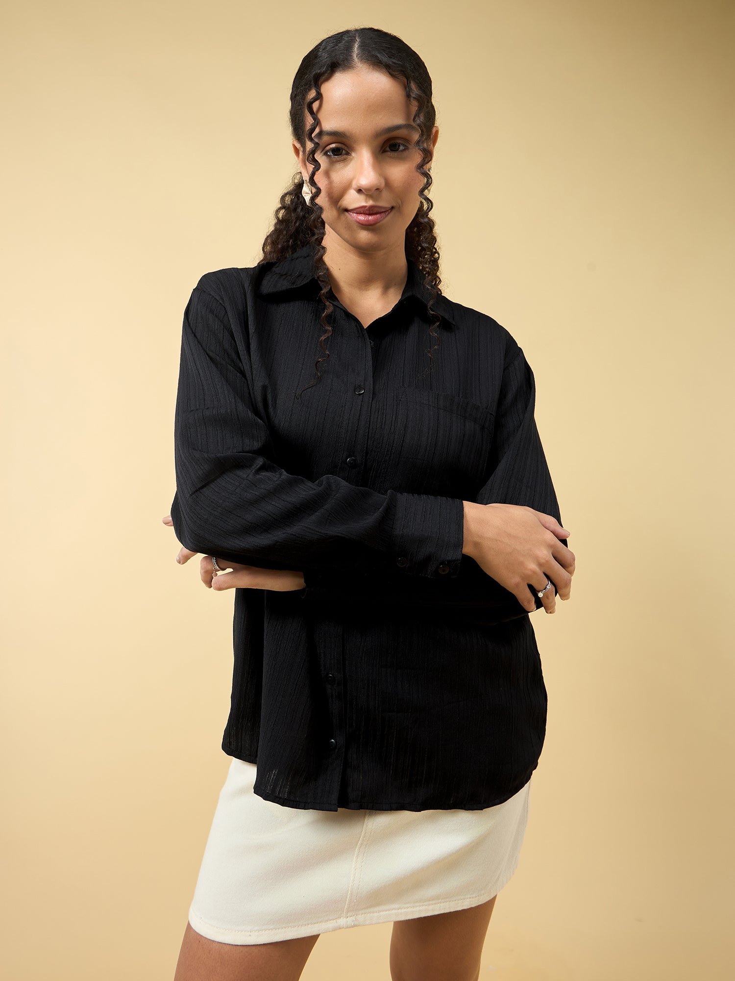 Black Long Sleeve Relaxed Shirt