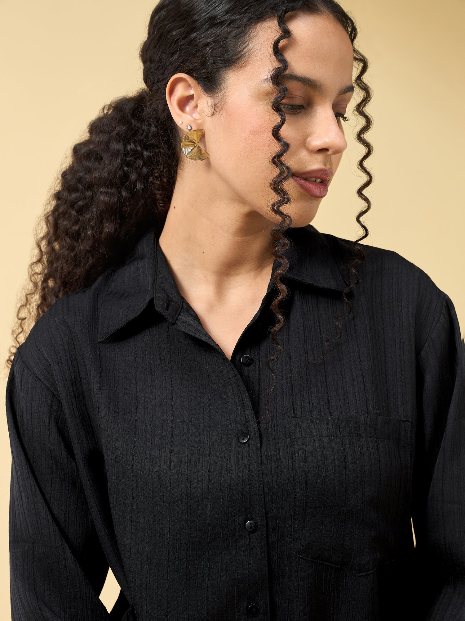 Black Long Sleeve Relaxed Shirt