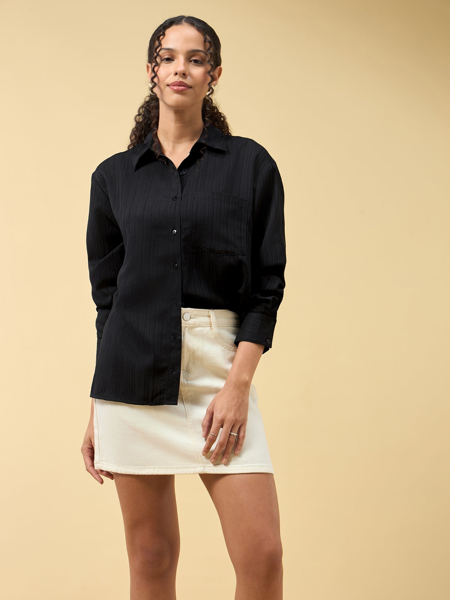 Black Long Sleeve Relaxed Shirt