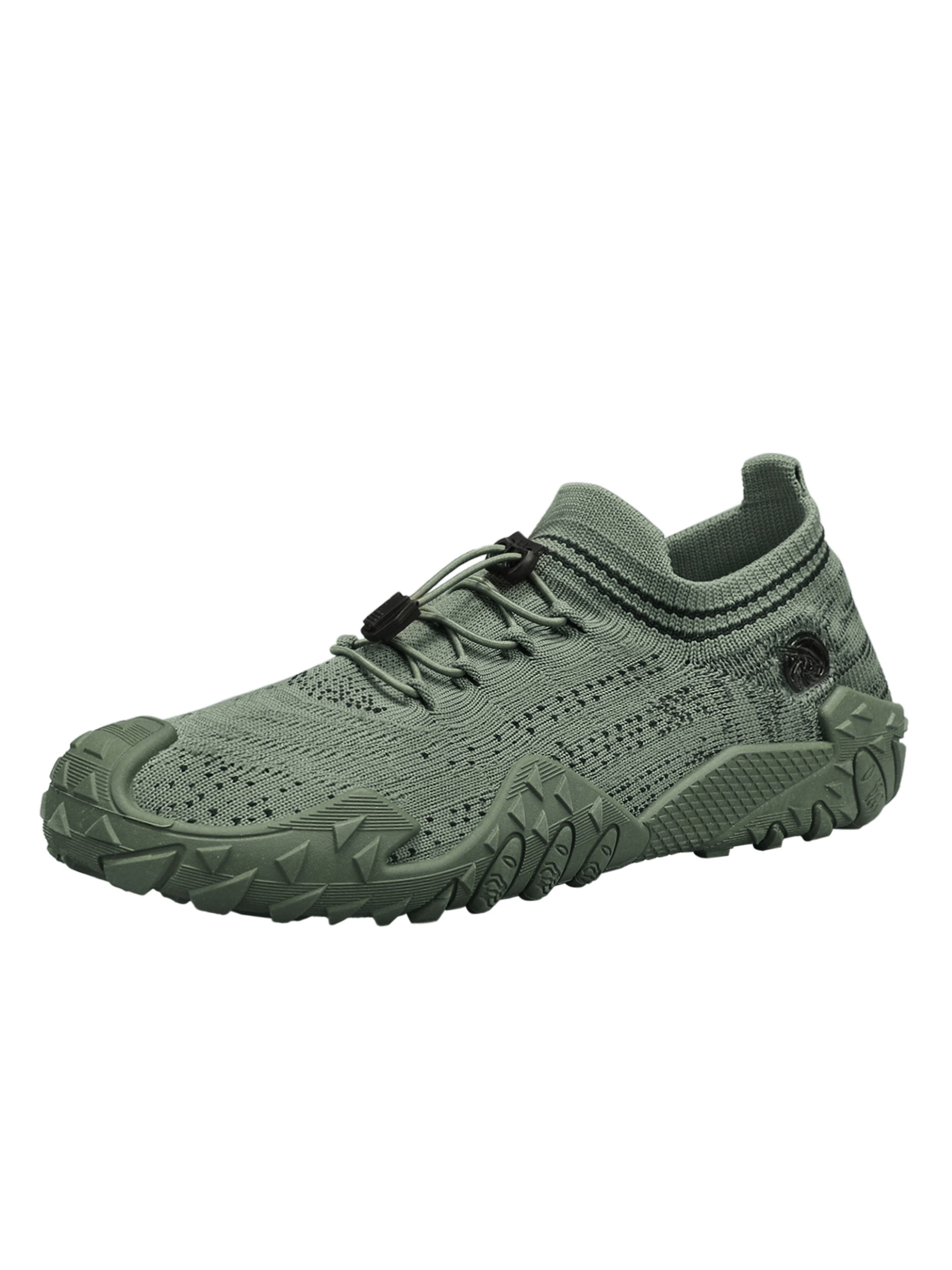 Mens Agile Green Knit Sneakers with Adjustable Laces